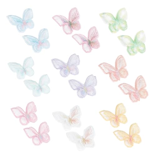 NICENEEDED 18 Stück Schmetterling Aufbügler Spitzen Applikation Mit Schmetterlingen Bunte Doppellagige Organza Stickerei Zum Aufnähen Auf Stoff von NICENEEDED