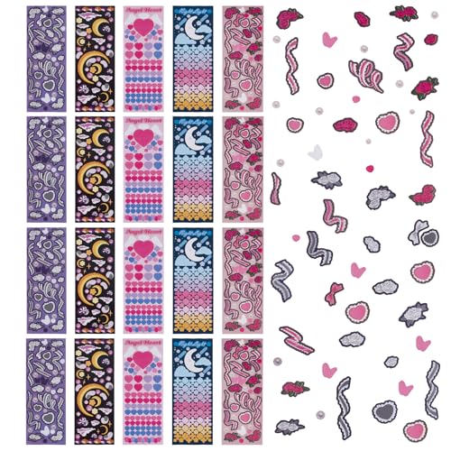 NICENEEDED 20 Blatt Koreanisches Deko-Aufkleber-Set, Bunter Blumenaufkleber Mit Band, Selbstklebende Dekorative Aufkleber Mit Mond, Stern Und Herz NICENEEDED 20 Blatt Koreanisches Deko-Aufkleber-Set, Bunter Blumenaufkleber Mit Band, Selbstklebende Dekorative Aufkleber Mit Mond, Stern Und Herz von NICENEEDED