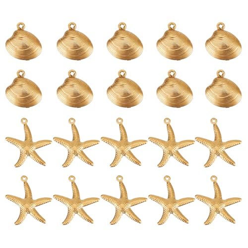 NICENEEDED 20 Stück Ozean/Meer Anhänger 18K Vergoldete Charms Muschel Seestern Charm Meerestiere Anhänger Bastelbedarf NICENEEDED 20 Stück Ozean/Meer Anhänger 18K Vergoldete Charms Muschel Seestern Charm Meerestiere Anhänger Bastelbedarf von NICENEEDED