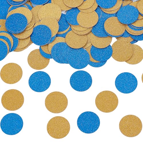 NICENEEDED 200 Stück Gold und Blau Papierkonfetti, 2,5 cm runde Streusel, Punkte, Glitzer, Tischdeko für Party von NICENEEDED
