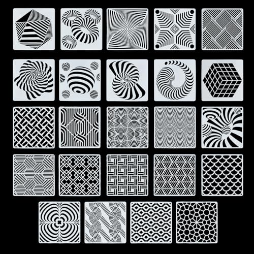 NICENEEDED 24 Stück Geometrie Malschablonen Wiederverwendbare Sechseck Malvorlage Geometrische Schablonen Zum Bemalen von Wänden von NICENEEDED