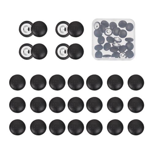 NICENEEDED 25 Stück Mit PU-Leder Überzogene Knöpfe, 15 mm Schwarze Runde Knöpfe Aus Kunstleder Zum Aufnähen von Polsterstrick-Ösenknöpfen NICENEEDED 25 Stück Mit PU-Leder Überzogene Knöpfe, 15 mm Schwarze Runde Knöpfe Aus Kunstleder Zum Aufnähen von Polsterstrick-Ösenknöpfen von NICENEEDED