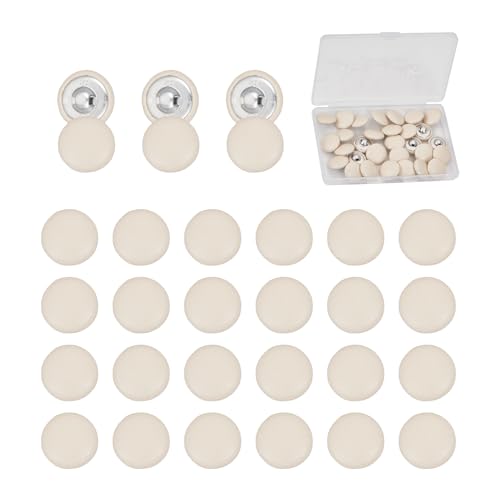 NICENEEDED 30 Stück Mit PU-Leder Überzogene Knöpfe, 20 mm Große Beige Runde Knöpfe, Metallösenknopf Zum Aufnähen von Polsterstrickknöpfen NICENEEDED 30 Stück Mit PU-Leder Überzogene Knöpfe, 20 mm Große Beige Runde Knöpfe, Metallösenknopf Zum Aufnähen von Polsterstrickknöpfen von NICENEEDED