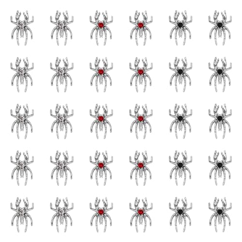 NICENEEDED 30 Stück Spinnen Nagel Anhänger Für Halloween Silberner Nagel Charm Mit Strass Design Gothic Schwarz Rot Weiß Edelsteine Nagel Zubehör Für DIY Maniküre Kunst NICENEEDED 30 Stück Spinnen Nagel Anhänger Für Halloween Silberner Nagel Charm Mit Strass Design Gothic Schwarz Rot Weiß Edelsteine Nagel Zubehör Für DIY Maniküre Kunst von NICENEEDED