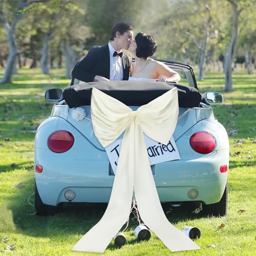 NICENEEDED 30 Zoll Hochzeits Autoschleifen Dekorationen Autodeko Just Married Auto Dekorationszubehör Riesige Schleife Aus Band Ideal Für Elegante Hochzeits Und Partydekoration von NICENEEDED