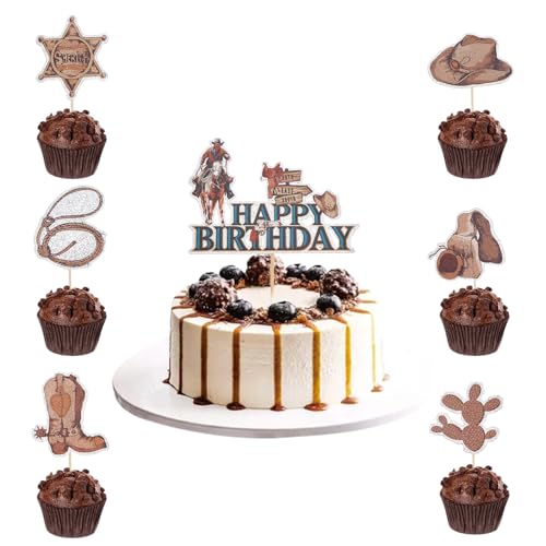 NICENEEDED 31 Stück Cowboy-Cupcake-Topper, Glitzernde Western-Rodeo-Cupcake-Picks, Hüte, Stiefel, Cupcake-Picks Für Western-Party-Kuchendekoration von NICENEEDED