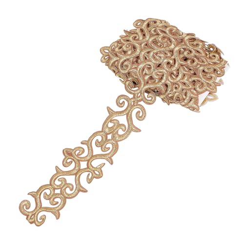 NICENEEDED 4.8 m Goldene Blumenstickerei, Polyesterbandbesatz, Wirbel, Bestickt, Zum Aufbügeln, Stoffbesatz, Applikationen Für Party, Kleid, Kleidung, Reparatur Und Heimwerkerarbeiten NICENEEDED 4.8 m Goldene Blumenstickerei, Polyesterbandbesatz, Wirbel, Bestickt, Zum Aufbügeln, Stoffbesatz, Applikationen Für Party, Kleid, Kleidung, Reparatur Und Heimwerkerarbeiten von NICENEEDED