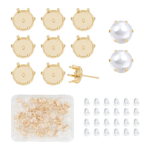NICENEEDED 50 Stück Krappen-Ohrstecker-Einstellungen, 24 Karat Vergoldete Ohrringe, Krallen-Ohrringpfosten-Komponente Mit Ohrmuttern, DIY-Ohrringe, Schmuckherstellung NICENEEDED 50 Stück Krappen-Ohrstecker-Einstellungen, 24 Karat Vergoldete Ohrringe, Krallen-Ohrringpfosten-Komponente Mit Ohrmuttern, DIY-Ohrringe, Schmuckherstellung von NICENEEDED