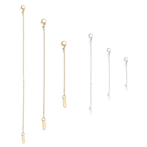 NICENEEDED 6 Stück Halskettenverlängerungen 18 Karat Vergoldet 925 Verlängerungskette Für Sterling Silber Armband Mit Karabinerverschluss Für Damen NICENEEDED 6 Stück Halskettenverlängerungen 18 Karat Vergoldet 925 Verlängerungskette Für Sterling Silber Armband Mit Karabinerverschluss Für Damen von NICENEEDED