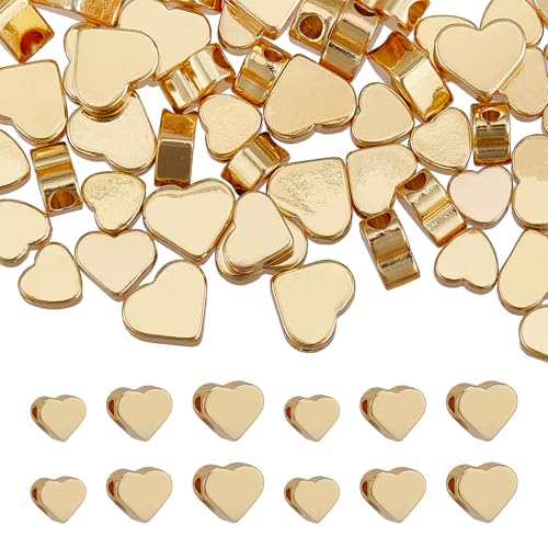 NICENEEDED 60 Stück 18 Karat vergoldete Abstandshalter-Perlen, 3 Größen, goldene Herz-Perlen-Charms, Messing Liebesform, lose Perlen, Anhänger mit kleinem Loch für DIY Halsketten, Armbänder, Ohrringe NICENEEDED 60 Stück 18 Karat vergoldete Abstandshalter-Perlen, 3 Größen, goldene Herz-Perlen-Charms, Messing Liebesform, lose Perlen, Anhänger mit kleinem Loch für DIY Halsketten, Armbänder, Ohrringe von NICENEEDED