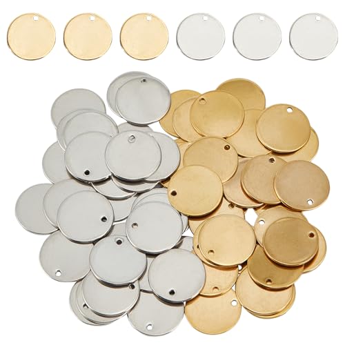 NICENEEDED 60 Stück Edelstahl Stanzrohlinge Für Charms 15mm Flache Runde Pflanzanhänger Aus Gold Und Silber Kreisförmige Gravurscheibe Für Armband Ohrringe Und Halskette NICENEEDED 60 Stück Edelstahl Stanzrohlinge Für Charms 15mm Flache Runde Pflanzanhänger Aus Gold Und Silber Kreisförmige Gravurscheibe Für Armband Ohrringe Und Halskette von NICENEEDED