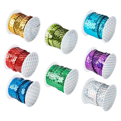 NICENEEDED 8 Rolle Flacher Paillettenstreifen, Gestickter Paillettenbesatz Am Ausschnitt, Glitzernde Dekorative Nähen, Pailletten, Kleidung, Verschönerung, Besatz NICENEEDED 8 Rolle Flacher Paillettenstreifen, Gestickter Paillettenbesatz Am Ausschnitt, Glitzernde Dekorative Nähen, Pailletten, Kleidung, Verschönerung, Besatz von NICENEEDED