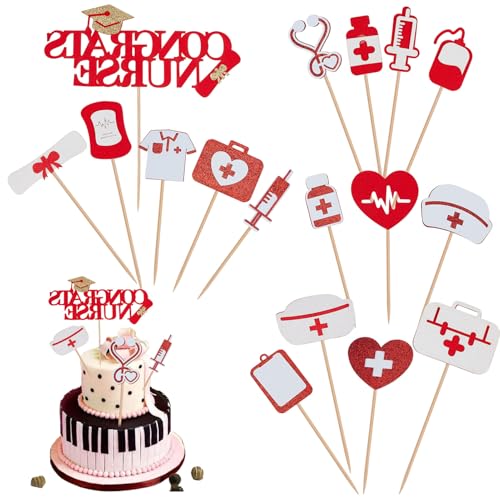 NICENEEDED Cupcake Topper „Krankenschwester“ – 17 Stück Cupcake Picks Zum Schulabschluss Mit Krankenschwesterkappe In Herzform Für Medizinische NICENEEDED Cupcake Topper „Krankenschwester“ – 17 Stück Cupcake Picks Zum Schulabschluss Mit Krankenschwesterkappe In Herzform Für Medizinische von NICENEEDED