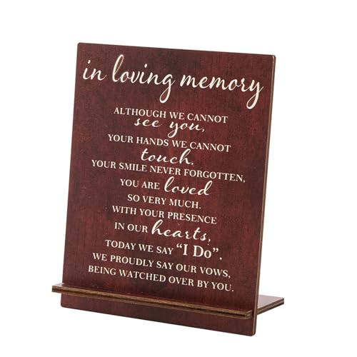 NICENEEDED Hochzeitsschild „In Liebevoller Erinnerung“ Gedenkschild Zur Hochzeit Gedenkschild Familientreffen Schild Holz Erinnerungstischschild von NICENEEDED
