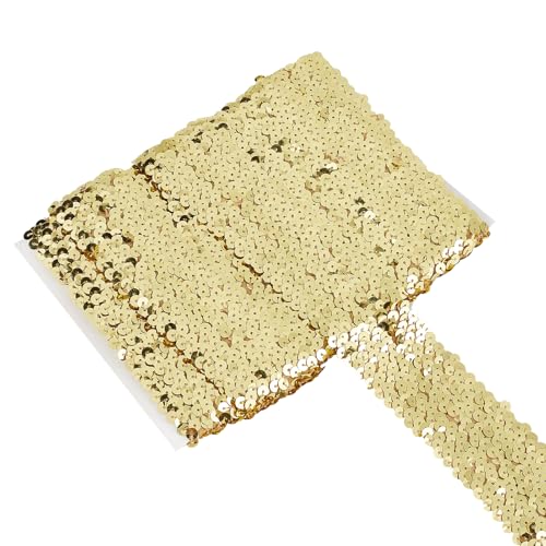 NICENEEDED Paillettenbesatz Zum Nähen 1.88 Zoll Breites Goldenes Elastisches Paillettenband 5 Yards Elastischer Paillettenbandbesatz NICENEEDED Paillettenbesatz Zum Nähen 1.88 Zoll Breites Goldenes Elastisches Paillettenband 5 Yards Elastischer Paillettenbandbesatz von NICENEEDED