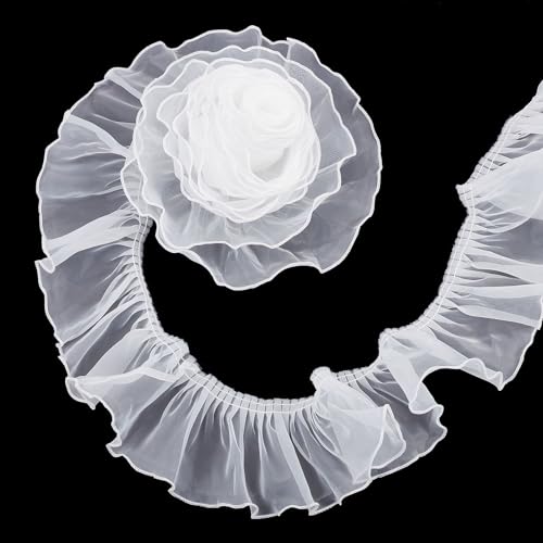NICENEEDED Plissee-Tüll-Chiffon-Bandbesatz, 10 Yard, Organza, Gerüschter Spitzenkragen, Manschettenbesatz, Spitzenkantenbesatz, Stoffzubehör Für DIY-Handwerk, Nähen, Hochzeitskleid NICENEEDED Plissee-Tüll-Chiffon-Bandbesatz, 10 Yard, Organza, Gerüschter Spitzenkragen, Manschettenbesatz, Spitzenkantenbesatz, Stoffzubehör Für DIY-Handwerk, Nähen, Hochzeitskleid von NICENEEDED