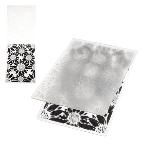 NICENEEDED Prägefolder Aus Kunststoff 3D Prägeschablone Mit Strukturierten Sonnenblumen Geprägte Schablone Aus Kunststoffpapier Für Die Kartenherstellung von NICENEEDED