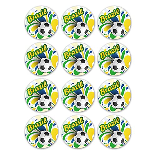 NICERAM 2022 Fußball-Aufkleber - Selbstklebende Brasilien/Fußball-Aufkleber,12 Stück/Blatt Fußball-Aufkleber für Sammelalben von NICERAM