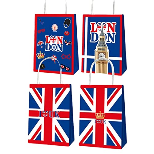 NICERAM Union Jack Papiertüten, 12 Stück King Charles Krönungstüten, tragbarer Lebensmitteleinkaufssack für Kuchen und Brot, Partyartikel NICERAM Union Jack Papiertüten, 12 Stück King Charles Krönungstüten, tragbarer Lebensmitteleinkaufssack für Kuchen und Brot, Partyartikel von NICERAM