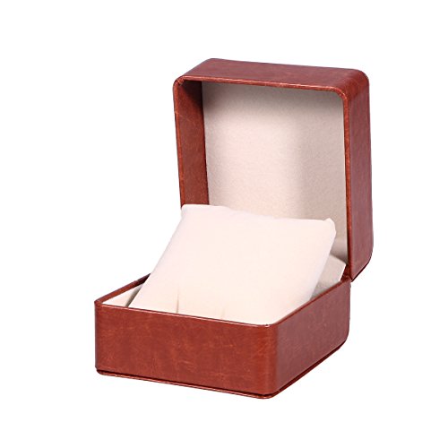 NICERIO Uhrenbox, Premium PU Single Grid Armband Box Geschenkbox Schmuckschatulle mit Kissen, ideal für Weihnachten Neujahr Geburtstagsgeschenk(Kaffee) von NICERIO