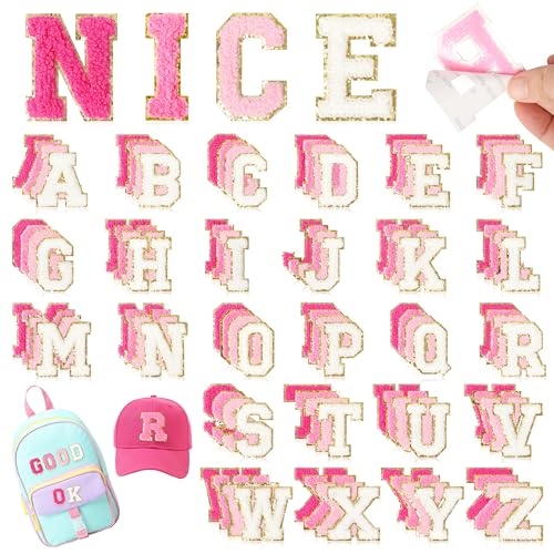 NICEVINYL Selbstklebende Chenille-Buchstaben-Aufnäher: 104 Stück rosa Buchstaben-Aufnäher, Aufkleber – Varsity Alphabet Initiale Patch für Kleidung, Rucksäcke, Make-up-Taschen, DIY-Geschenke NICEVINYL Selbstklebende Chenille-Buchstaben-Aufnäher: 104 Stück rosa Buchstaben-Aufnäher, Aufkleber – Varsity Alphabet Initiale Patch für Kleidung, Rucksäcke, Make-up-Taschen, DIY-Geschenke von NICEVINYL