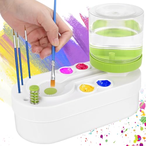 NICEWAT Pinselreiniger, Bürstenspüler mit Fließendem Wasserkreislauf, Künstlerbedarf Bürstenspüler Automatische Pinselspüler, Multifunktionaler Brush Rinser für Acryl, Aquarell & Wasserbasierte Farben von NICEWAT