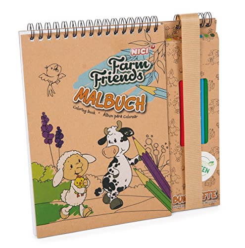 NICI 47804 Set Malblock Farm Friends 21x20cm Block 46 Bilder u 4 Spiele Buntstifte 8 Farben, BRAUN NICI 47804 Set Malblock Farm Friends 21x20cm Block 46 Bilder u 4 Spiele Buntstifte 8 Farben, BRAUN von NICI