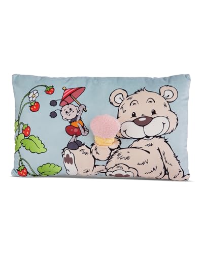 NICI Kuschelkissen Bär Bendix mit 2-D Eis I Flauschiges Kuscheltierkissen mit Teddybär für Mädchen, Jungen & Babys I Rechteckiges Plüschkisssen I 43 x 25cm – 49448 von NICI