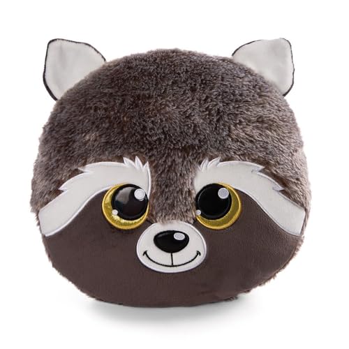 NICI GLUBSCHIS Kissen Waschbär Clooney 33 x 32 cm – rundes Kuschelkissen aus weichem Plüsch, Dekokissen für Kinder & Erwachsene, 48586, tolle Geschenkidee, braun von NICI