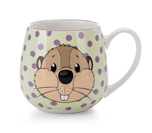 NICI Tasse Biber Harry Woodsnacker & Frosch Fridolin Frog 400ml Porzellan 8x9cm - grün - Teetasse Kaffee-Tasse Porzellantasse Henkeltasse Tasse Mug mit Henkel für Kalt- und Heißgetränke | 62287 von NICI