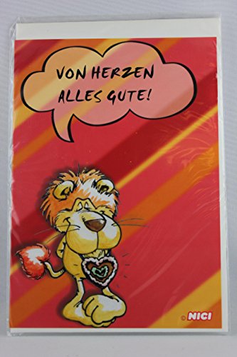 Nici - 23067 - Klappkarte, mit Umschlag, Leon Heart, Löwe, Von Herzen alles Gute! von NICI