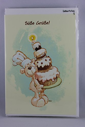 Nici - 65098 - Klappkarte, mit Umschlag, Geburtstag, Bär, Süße Grüße! ...und extra dicke Wünsche mit viel Sahne obendrauf zu deinem Geburtstag! Nici - 65098 - Klappkarte, mit Umschlag, Geburtstag, Bär, Süße Grüße! ...und extra dicke Wünsche mit viel Sahne obendrauf zu deinem Geburtstag! von NICI