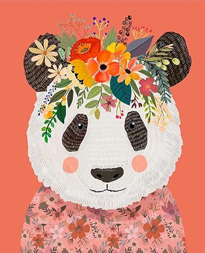 NICITA Malen nach Zahlen Erwachsene und Kinder 40x50 mit DIY Rahmen - süßes Reh, Kuh, Panda, Katze, Lama, Hund, Hase, Tiere, Blumen, Kinderzimmerdeko (Panda) von NICITA LITTLE ONE