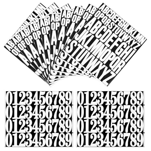 8 Blatt Buchstaben Aufkleber Große Set 2.5cm 5cm Klebebuchstaben Große Selbstklebend Wasserfestes Vinyl Alphanumerische Aufkleber für Scrapbooking, Bastelkarten und Briefkästen - Weiß von NICKLIN