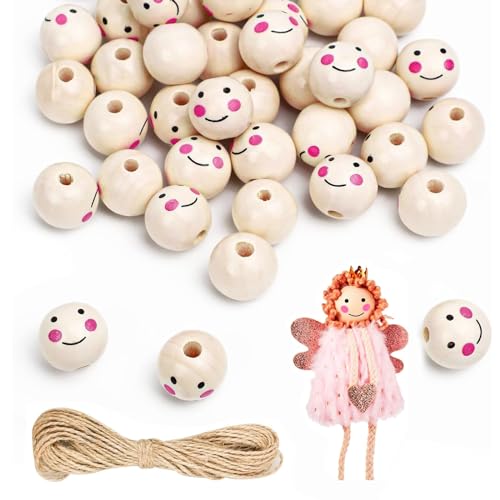 Holzperlen Mit Gesicht 20mm 60pcs Holzkugeln mit Gesicht Runde Holzkugeln aus Naturholz mit Perleneinfädler Juteseil Lächeln Gesicht Holzperle Engel für DIY Handgefertigte und Schmuck Zubehör Decor Holzperlen Mit Gesicht 20mm 60pcs Holzkugeln mit Gesicht Runde Holzkugeln aus Naturholz mit Perleneinfädler Juteseil Lächeln Gesicht Holzperle Engel für DIY Handgefertigte und Schmuck Zubehör Decor von NICKLIN