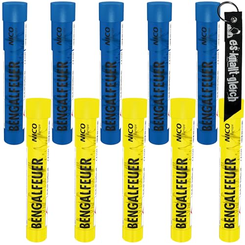 10 Bengalfeuer NICO Europe mit Anhänger (5 Blau, 5 Gelb) von NICO Europe