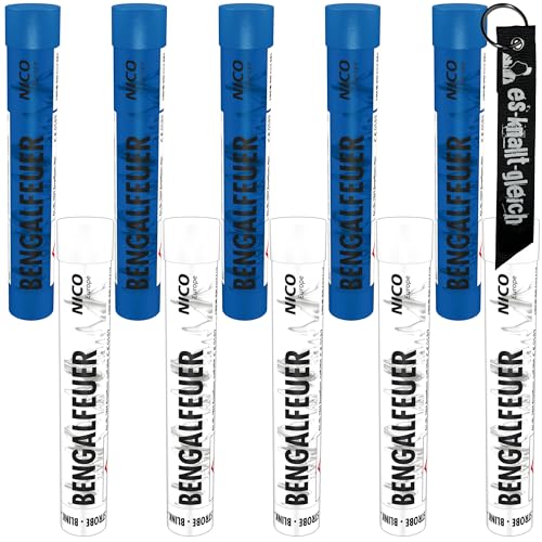 10 Bengalfeuer NICO Europe mit Anhänger (5 Blau, 5 Weiß) von NICO Europe