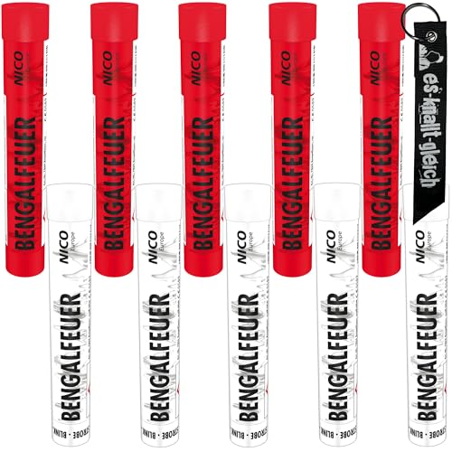 10 Bengalfeuer NICO Europe mit Anhänger (5 Rot, 5 Weiß) von NICO Europe