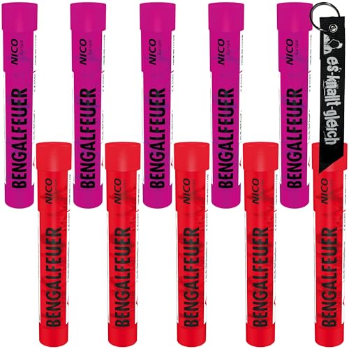 10 Bengalfeuer NICO Europe mit Anhänger (Pink Rot) von NICO Europe