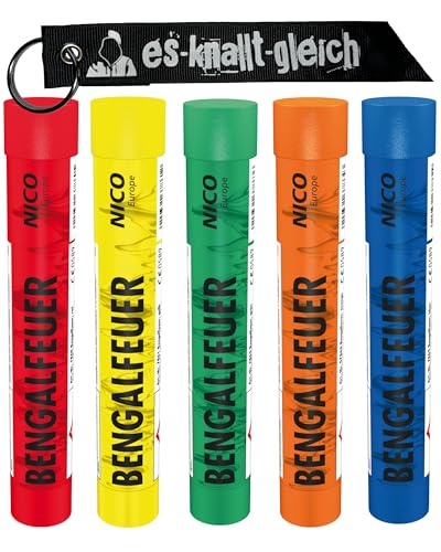 Bengalfeuer je 5 Stück in Rot Blau Gelb Grün Orange Pink Weiß von NICO Europe mit Anhänger (Mix) von NICO Europe
