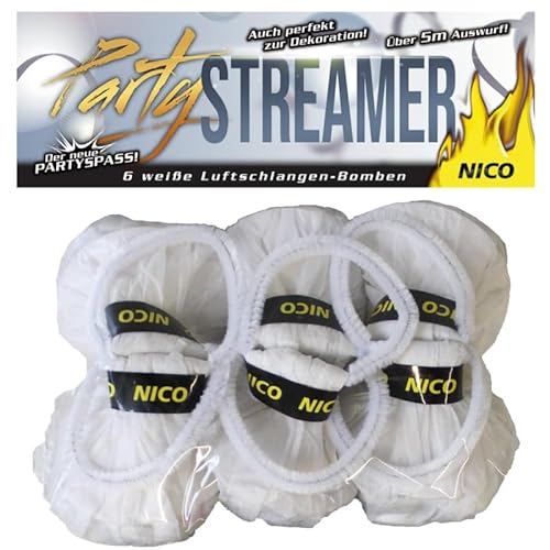 Nico Europe® Party Streamer weiß, 3 Beutel mit 18 Luftschlangenbällen von NICO Europe