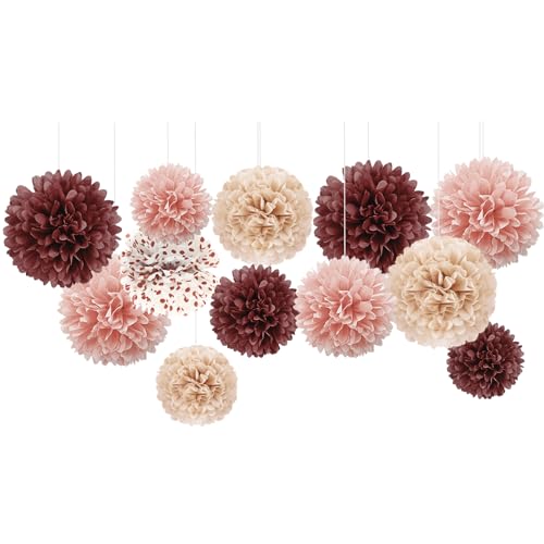 NICROHOME 12 Stück Elegante Rose Party Deko, Rosa Seidenpapier Pompoms mit Goldene Wellen Punkt, Tissue Paper Papierblumen für Hochzeitsdeko, Geburtstag, Brautdusche, Babyparty NICROHOME 12 Stück Elegante Rose Party Deko, Rosa Seidenpapier Pompoms mit Goldene Wellen Punkt, Tissue Paper Papierblumen für Hochzeitsdeko, Geburtstag, Brautdusche, Babyparty von NICROHOME EUR