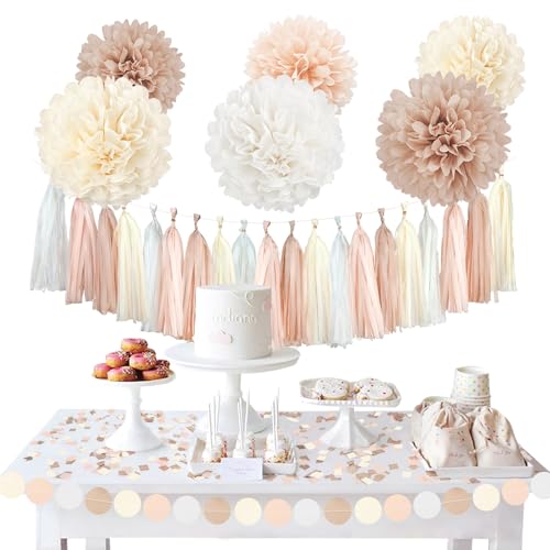 NICROHOME 12PC Seidenpapier Pompoms Dekoration, Vintage Hochzeitsdeko, Beige Deko Polterabend, Papier Pompons Papierblumen Quaste für Gartenparty Geburtstagsdeko Wedding Tischdeko Decoration Tissue NICROHOME 12PC Seidenpapier Pompoms Dekoration, Vintage Hochzeitsdeko, Beige Deko Polterabend, Papier Pompons Papierblumen Quaste für Gartenparty Geburtstagsdeko Wedding Tischdeko Decoration Tissue von NICROHOME EUR