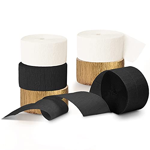 NICROHOME 6 Rollen Schwarz Gold Party Deko, Weißes Krepppapier Luftschlangen für 2025 Silvester Deko Hochzeit Verlobung Geburtstag Brautdusche Babyparty NICROHOME 6 Rollen Schwarz Gold Party Deko, Weißes Krepppapier Luftschlangen für 2025 Silvester Deko Hochzeit Verlobung Geburtstag Brautdusche Babyparty von NICROHOME EUR