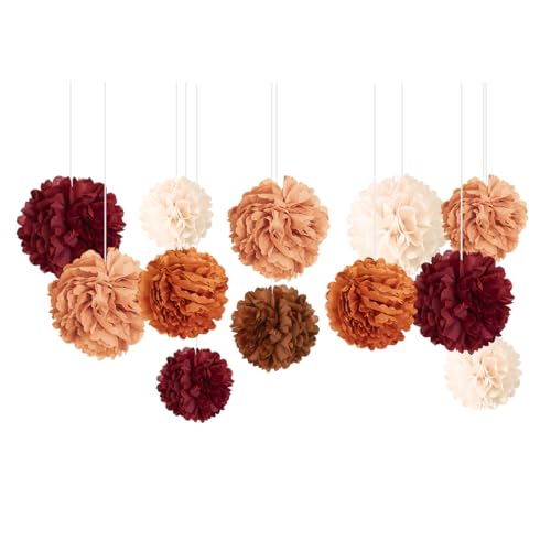 NICROHOME EUR Herbst Hochzeitsdekorationen, 12 Stück Rostorange Braun Seidenpapier Pompons für rustikale Brautpartys, Herbst Babypartys, Thanksgiving und Halloween Partys NICROHOME EUR Herbst Hochzeitsdekorationen, 12 Stück Rostorange Braun Seidenpapier Pompons für rustikale Brautpartys, Herbst Babypartys, Thanksgiving und Halloween Partys von NICROHOME EUR
