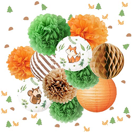 NICROLANDEE 12 Stück Waldtier-Papierlaternen, Seidenpapier, Pom Poms, Tischkonfetti 50g für Deko 1. Geburtstag Junge Safari, Kinder Junge Mädchen Wild One Geburtstag Deko, Dschungeltier-Party NICROLANDEE 12 Stück Waldtier-Papierlaternen, Seidenpapier, Pom Poms, Tischkonfetti 50g für Deko 1. Geburtstag Junge Safari, Kinder Junge Mädchen Wild One Geburtstag Deko, Dschungeltier-Party von NICROLANDEE