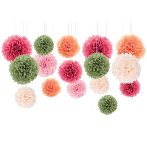 NICROLANDEE Dekorationen für Hochzeitsfeiern – 16 Stück rosa, salbeigrün, elfenbeinfarbene Seidenpapier-Pompons für Dekoration Geburtstag, Dekoration Verlobung, Baby-/Brautparty, Festival-Dekorationen NICROLANDEE Dekorationen für Hochzeitsfeiern – 16 Stück rosa, salbeigrün, elfenbeinfarbene Seidenpapier-Pompons für Dekoration Geburtstag, Dekoration Verlobung, Baby-/Brautparty, Festival-Dekorationen von NICROLANDEE