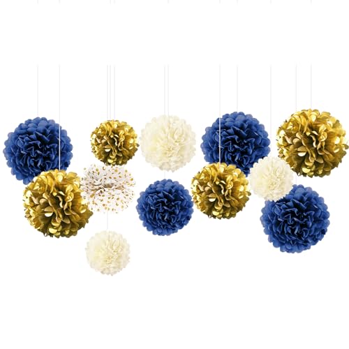 NICROLANDEE Marineblau Partydekorationen - 12 PCS Marineblau Seidenpapier Pom Poms für Get Ready, Brautdusche, Hochzeit, Geburtstag, Bachelorette, Kinderzimmerdekorationen, Abschlussfeierzubehör NICROLANDEE Marineblau Partydekorationen - 12 PCS Marineblau Seidenpapier Pom Poms für Get Ready, Brautdusche, Hochzeit, Geburtstag, Bachelorette, Kinderzimmerdekorationen, Abschlussfeierzubehör von NICROLANDEE