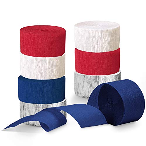 NICROLANDEE Patriotische Dekorationen – 8 Rollen rot weiß blau Krepppapier Luftschlangen Quasten Luftschlangen Papier für Patriotische Dekorationen Geburtstag Hochzeit Abschluss Unabhängigkeit Tag NICROLANDEE Patriotische Dekorationen – 8 Rollen rot weiß blau Krepppapier Luftschlangen Quasten Luftschlangen Papier für Patriotische Dekorationen Geburtstag Hochzeit Abschluss Unabhängigkeit Tag von NICROLANDEE