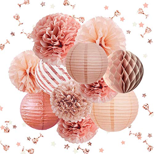NICROLANDEE Rotgoldene Party-Dekorationen – 12 Stück elegante Partyzubehör Seidenpapier Pompons Papier Laterne Konfetti 30g für Valentinstag Hochzeit Brautparty Baby Shower Junggesellinnenabschied NICROLANDEE Rotgoldene Party-Dekorationen – 12 Stück elegante Partyzubehör Seidenpapier Pompons Papier Laterne Konfetti 30g für Valentinstag Hochzeit Brautparty Baby Shower Junggesellinnenabschied von NICROLANDEE